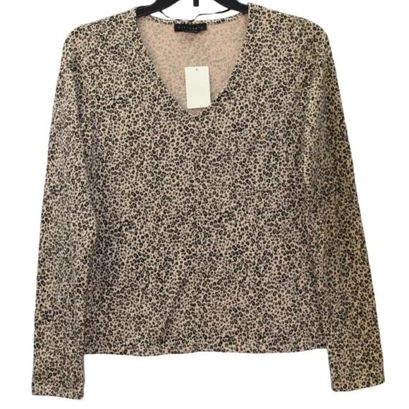 Sanctuary Soft Brushed Scoop Neck Pullover Sweater medium in Leopard NWT - Picture 1 of 7